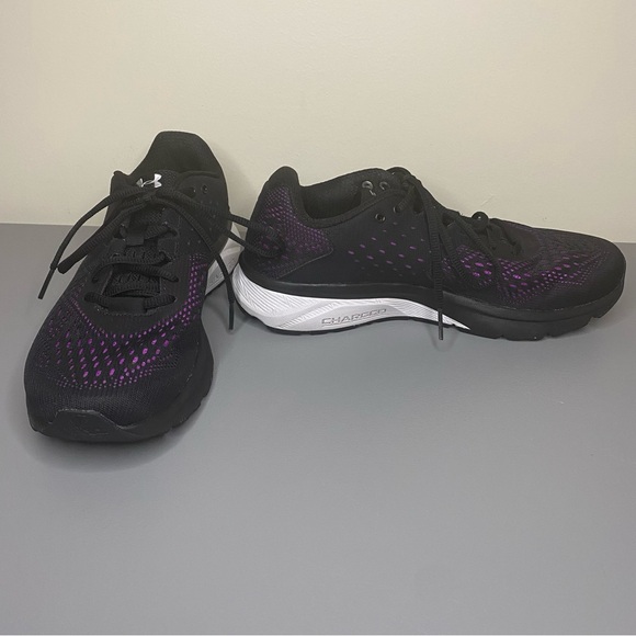 Under Armour UA Charged Rebel Running Sneakers Women’s Size 8.5 Black/Purple - Picture 1 of 12
